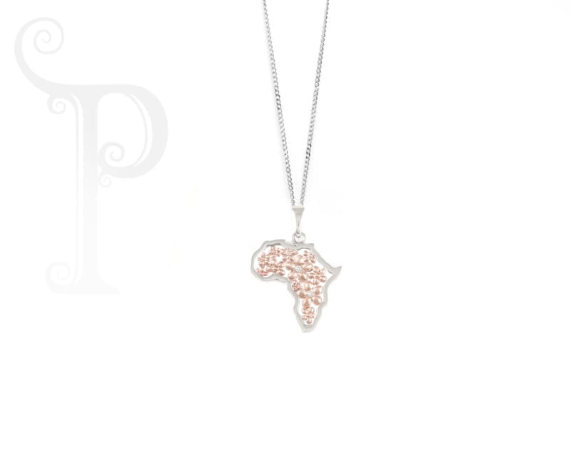 9ct White And Rose Gold Daisy Africa Pendant Penchant Fine Jewellery