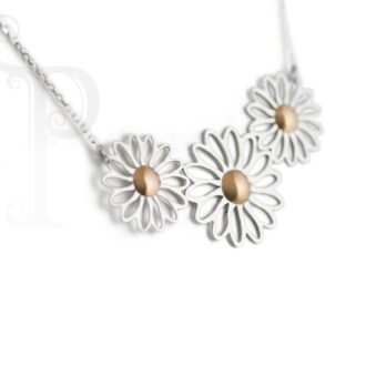 Argentium Silver & 9k Rose Gold Trilogy 'Rosie' Daisy Necklace
