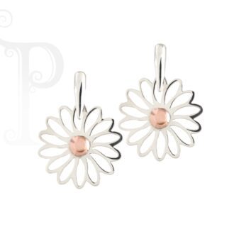 Argentium Silver and 9k Rose Gold Daisy Earrings