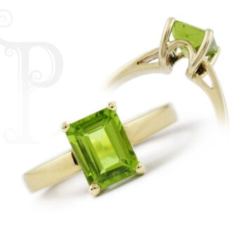 9k Yellow Gold Emerald Cut Peridot Ring