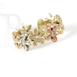9k Rose, Yellow and White Gold Diamond Daisy Julie Ring