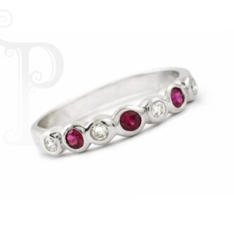 9k White Gold Diamond & Ruby Eternity Ring