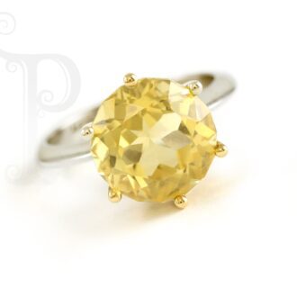 9k White and Yellow Gold Citrine Solitaire Ring