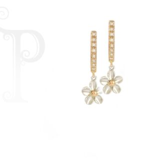 9k Rose and White Gold Diamond Huggie Earrings