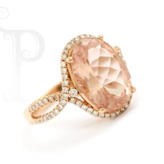14k Rose Gold Morganite & Diamond Ring