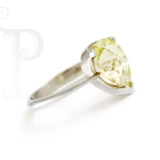 9k White Gold Lemon Quartz Pear Shape Ring