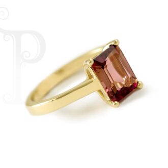 9k Yellow Gold Pink Tourmaline Solitaire Ring
