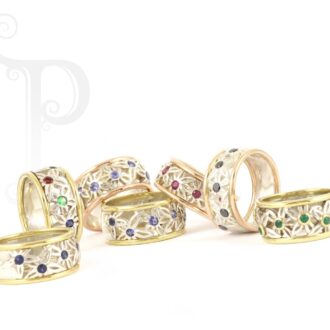 Argentium Silver and 18k Yellow or Rose Gold Daisy Rings set with Precious Stones