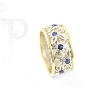 9k Yellow Gold and Silver Tanzanite Daisy Ring
