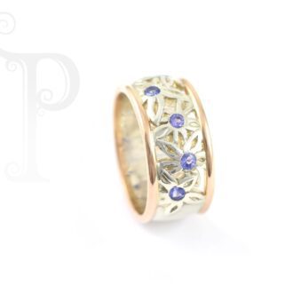 Argentium Silver and 18k Rose Gold Tanzanite Daisy Ring