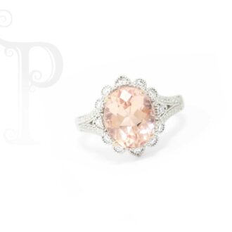18k White & Rose Gold Morganite and Diamond Ring