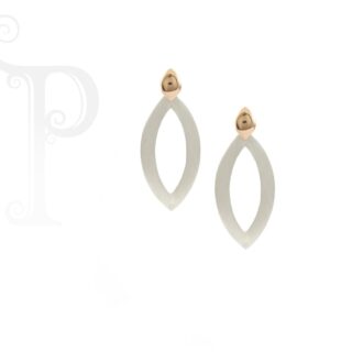 Argentium Silver and 9k Rose Gold 'Lense' Shape Earrings