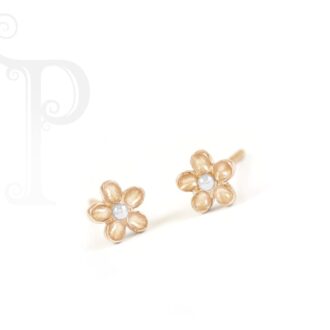 9k Rose and White Gold Small Daisy Earrings