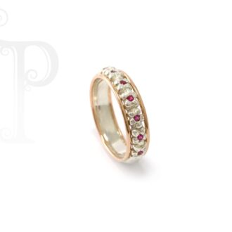 18k Rose Gold and Silver Ruby  Daisy Ring