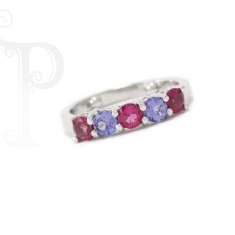 Platinim Tanzanite And Pink Tourmaline Eternity