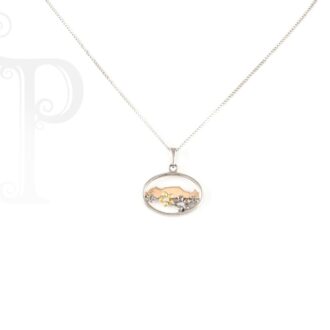 9k White, Rose & Yellow Gold Table Mountain and Daisy Pendant