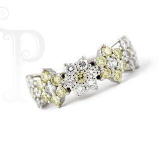 18k White Gold Yellow and White Diamond Daisy Eternity Ring