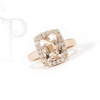 9k Rose Gold Morganite and Diamond Ring