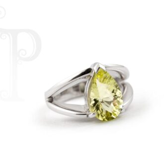 9k White Gold Lemon Quartz Pear Shape Ring