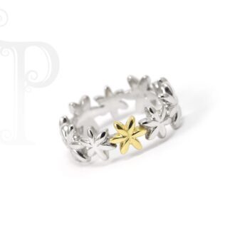 18k Gold Large "Bernadette" Daisy Eternity with a Single Rose Gold Daisy