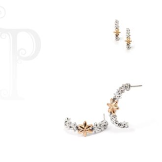 18k White and Rose Gold 'Bernadette' Hoop Daisy Earrings