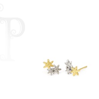 18k White and Yellow 'Bernadette' Trilogy Daisy Earrings