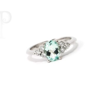 18K White Gold Aquamarine & Diamond Ring