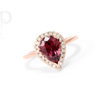 9K Rose Gold Rhodalite & Diamond Ring