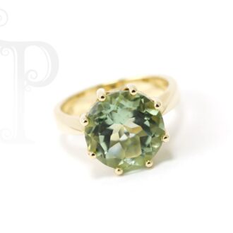 9k Yellow Gold Prasiolite Protea Ring