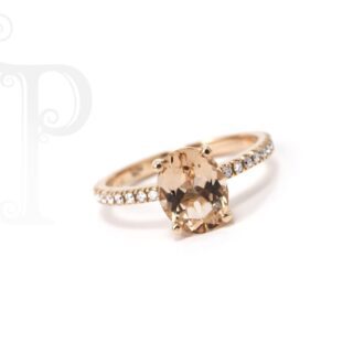 9k Rose Gold Oval Morganite & Diamond Ring