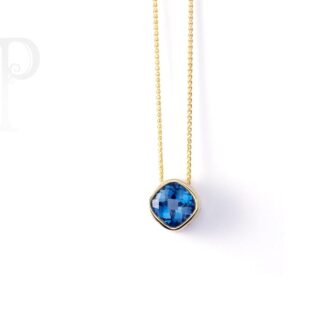 9k Yellow Gold London Blue Topaz Slider Pendant