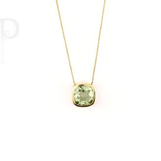 9k Yellow Gold Prasiolite Cushion Cut Slider Pendant