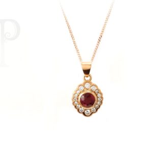 18k Rose Gold Ruby and Diamond Pendant