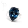 9K White Gold & London Blue Topaz Pear Shape Ring