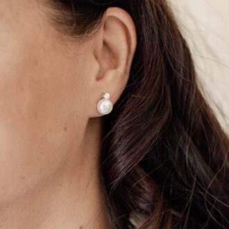 Classy Freshwater Pearl-Cubic Earrings