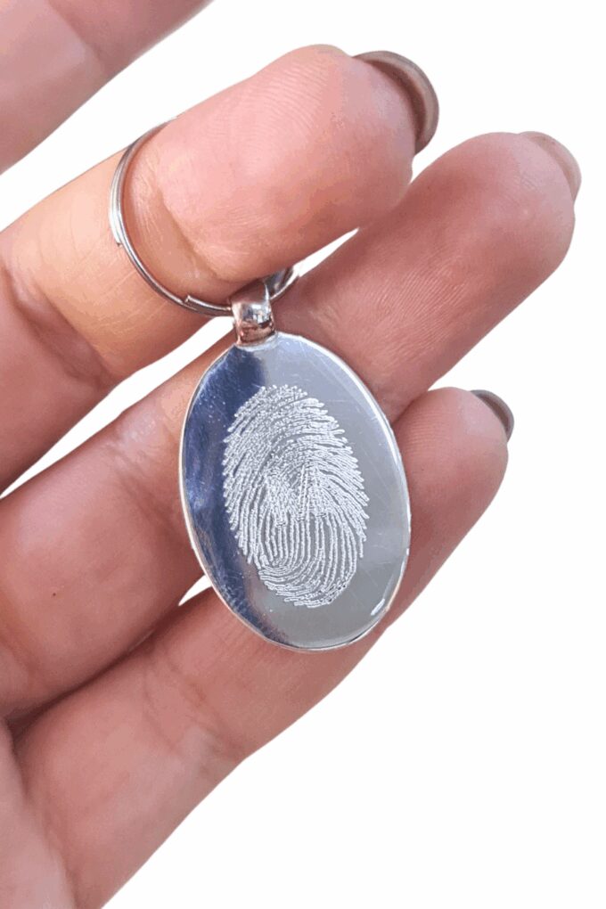 Sterling Silver Fingerprint Engraved Keyring - Image 2