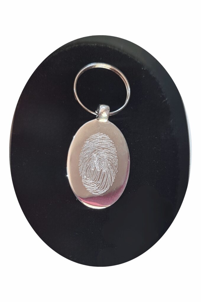 Sterling Silver Fingerprint Engraved Keyring - Image 4