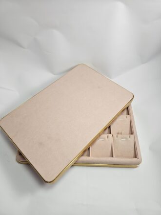 Pink Suede & Gold Jewellery Organizer for Earrings, Pendants and Necklaces.