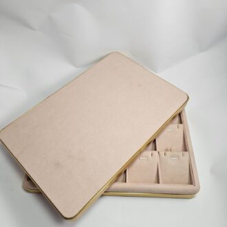 Pink Suede & Gold Jewellery Organizer for Earrings, Pendants and Necklaces.