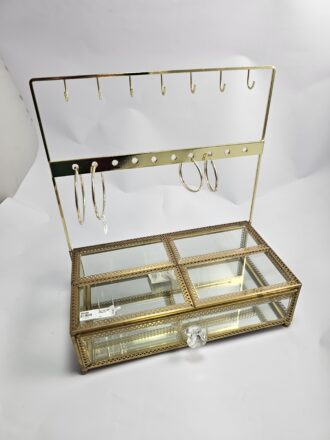 Elegant Glass and Gold detail Luxury Jewellery stand and organiser