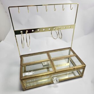 Elegant Glass and Gold detail Luxury Jewellery stand and organiser